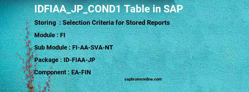 SAP IDFIAA_JP_COND1 table