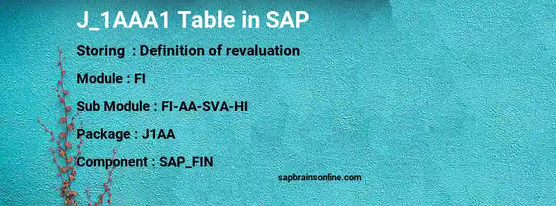SAP J_1AAA1 table