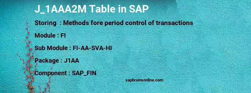 SAP J_1AAA2M table