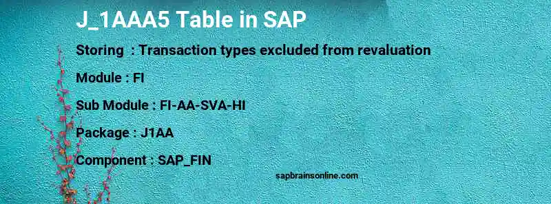 SAP J_1AAA5 table