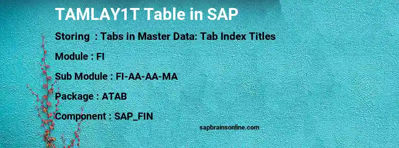 SAP TAMLAY1T table