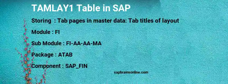 SAP TAMLAY1 table