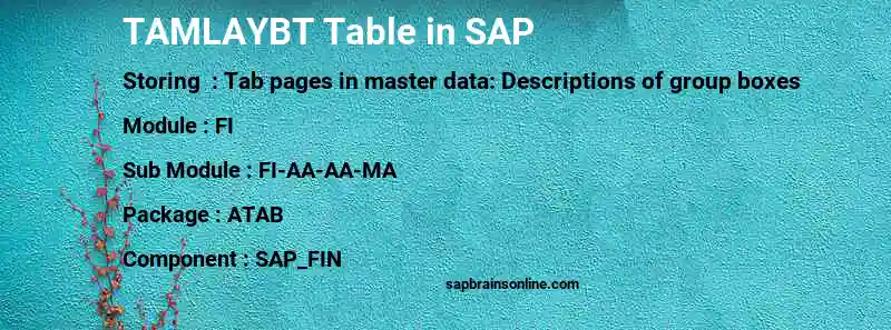SAP TAMLAYBT table