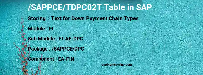 SAP /SAPPCE/TDPC02T table