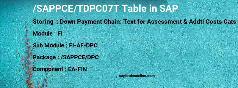 SAP /SAPPCE/TDPC07T table