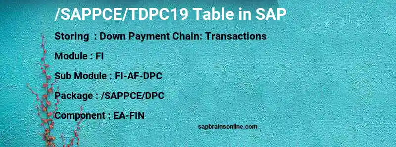SAP /SAPPCE/TDPC19 table