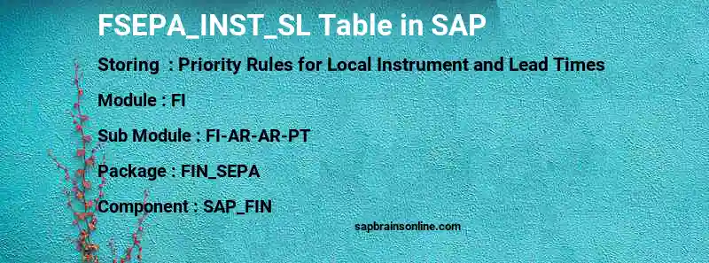 SAP FSEPA_INST_SL table