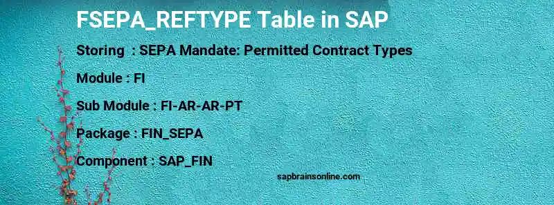 SAP FSEPA_REFTYPE table
