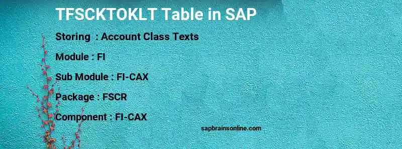 SAP TFSCKTOKLT table