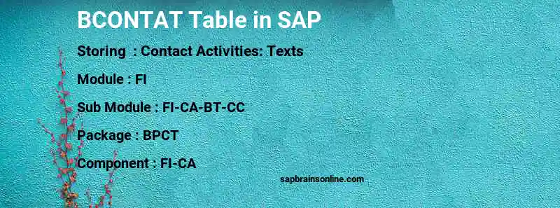 SAP BCONTAT table