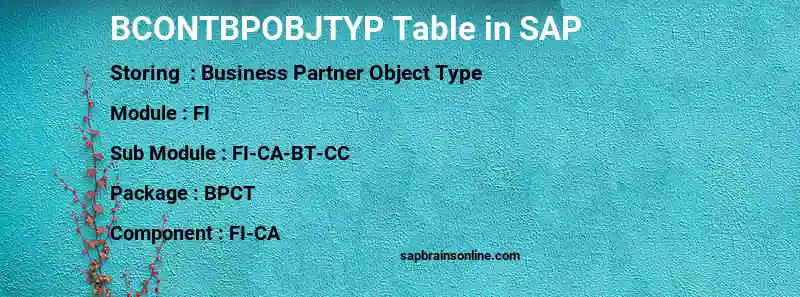SAP BCONTBPOBJTYP table