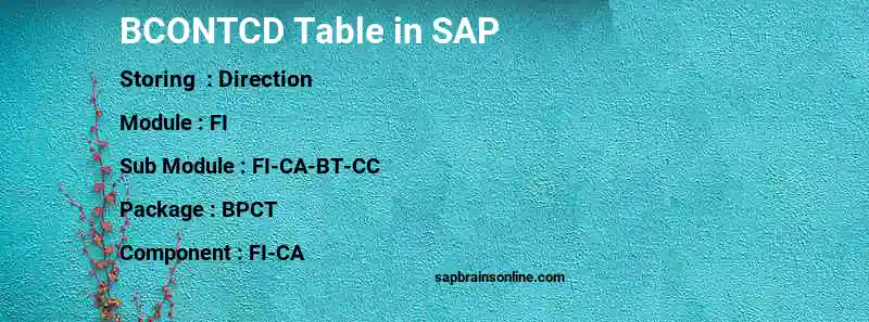 SAP BCONTCD table