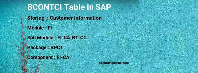 SAP BCONTCI table