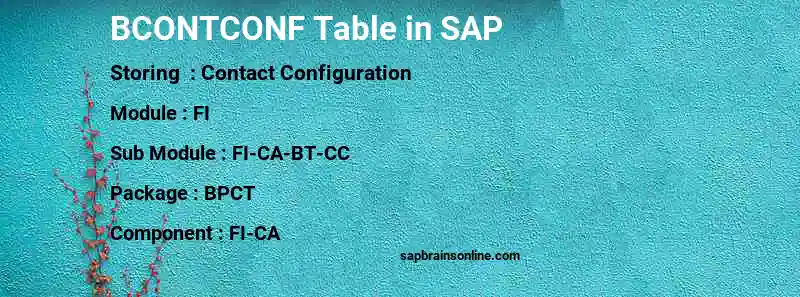 SAP BCONTCONF table