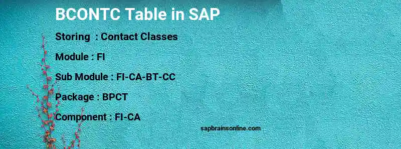 SAP BCONTC table