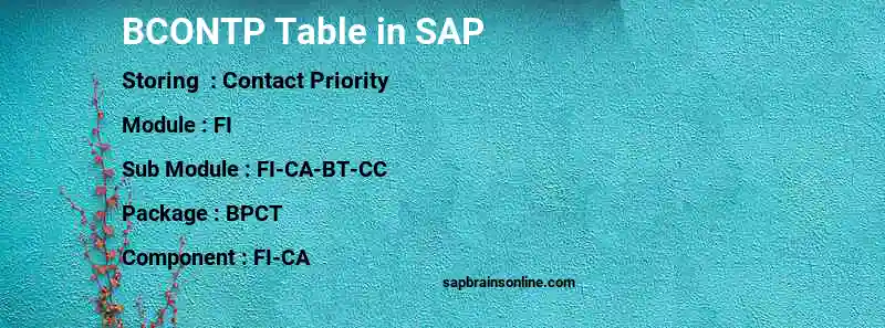 SAP BCONTP table