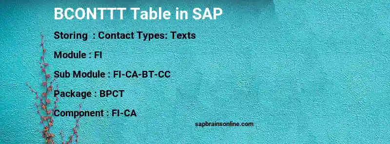 SAP BCONTTT table