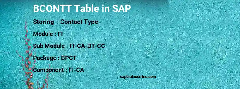SAP BCONTT table