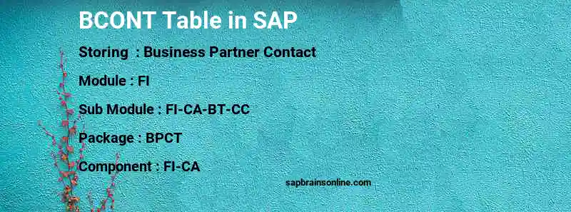 SAP BCONT table