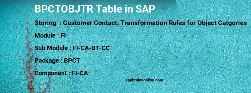 SAP BPCTOBJTR table