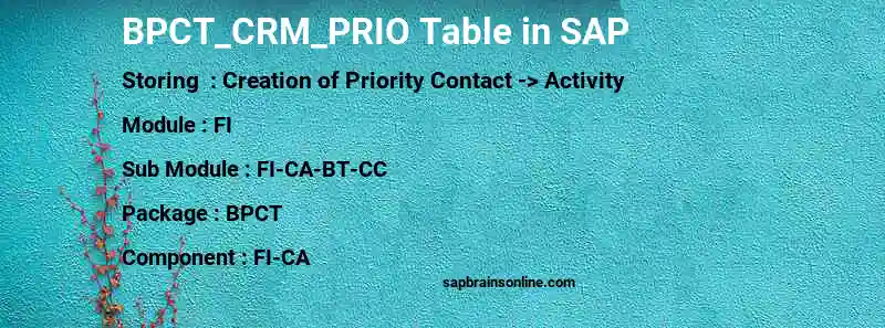SAP BPCT_CRM_PRIO table