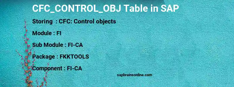 SAP CFC_CONTROL_OBJ table