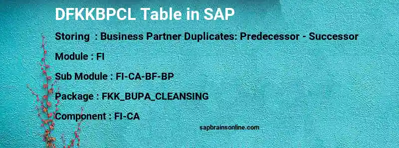 SAP DFKKBPCL table