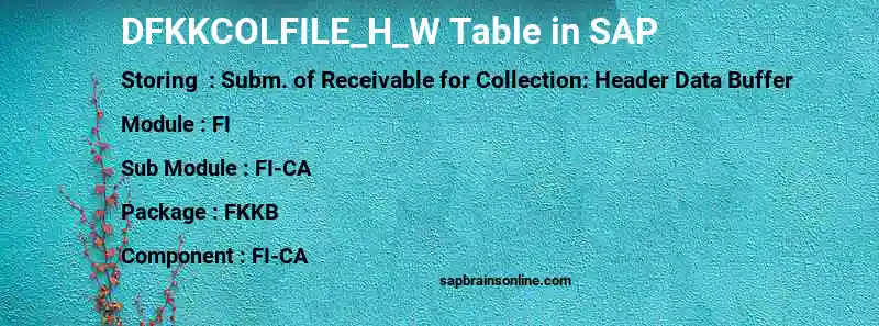 SAP DFKKCOLFILE_H_W table