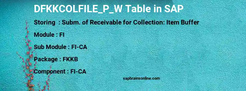 SAP DFKKCOLFILE_P_W table