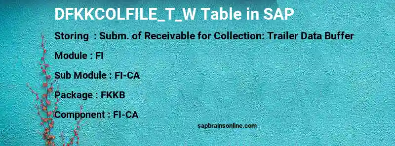 SAP DFKKCOLFILE_T_W table