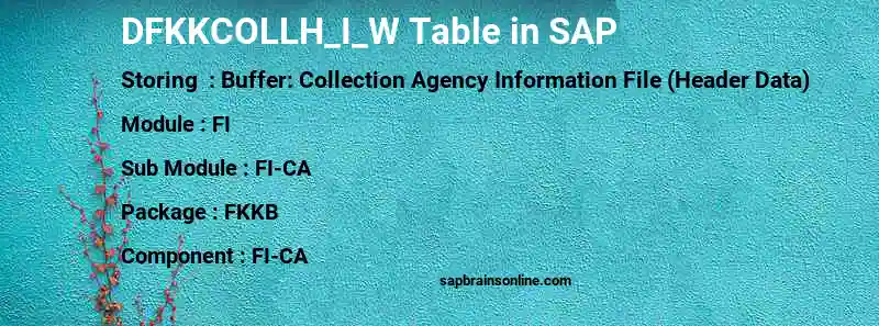 SAP DFKKCOLLH_I_W table