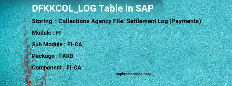 SAP DFKKCOL_LOG table