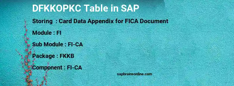 SAP DFKKOPKC table