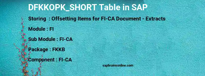 SAP DFKKOPK_SHORT table