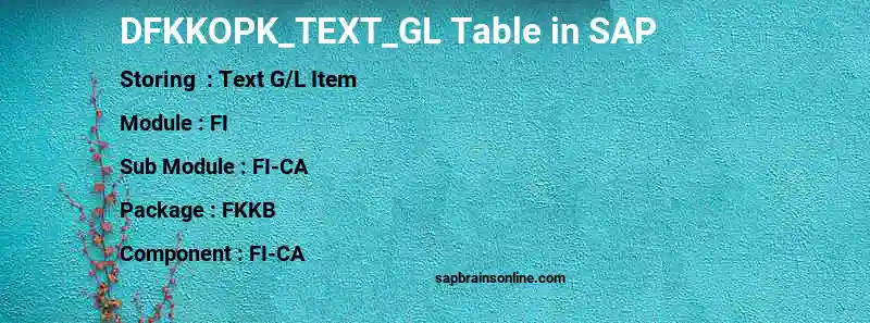 SAP DFKKOPK_TEXT_GL table