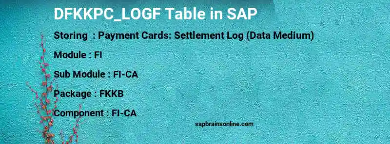 SAP DFKKPC_LOGF table