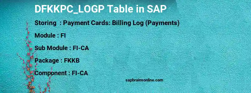 SAP DFKKPC_LOGP table