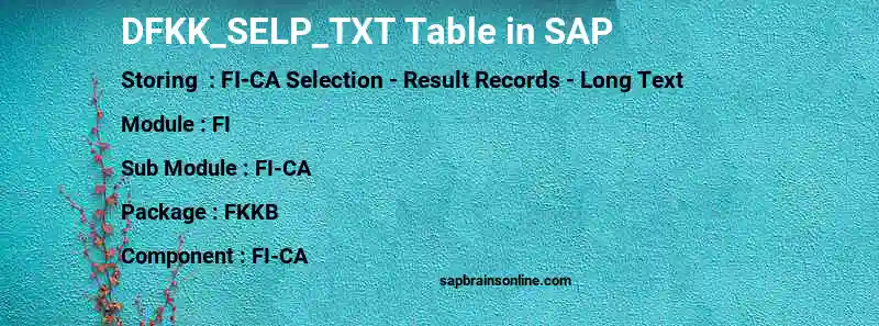 SAP DFKK_SELP_TXT table