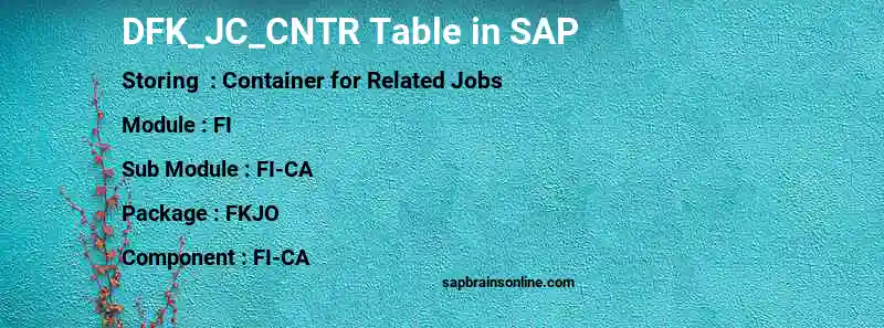 SAP DFK_JC_CNTR table