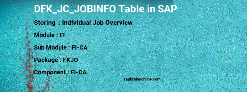 SAP DFK_JC_JOBINFO table
