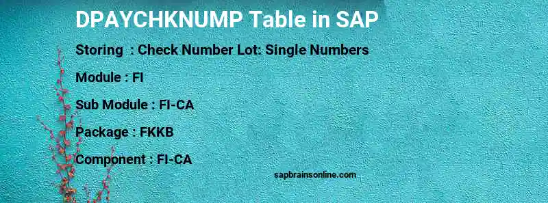 SAP DPAYCHKNUMP table