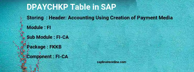 SAP DPAYCHKP table