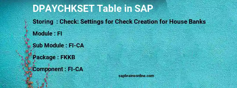 SAP DPAYCHKSET table