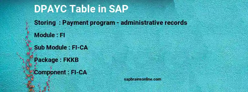 SAP DPAYC table