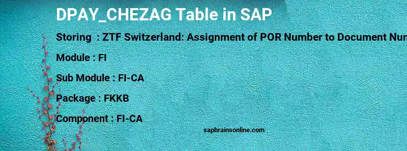SAP DPAY_CHEZAG table