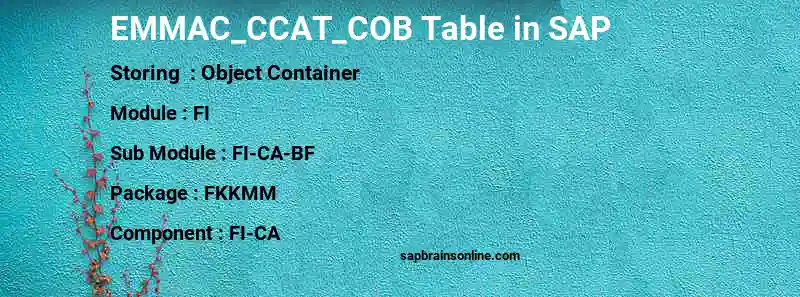 SAP EMMAC_CCAT_COB table