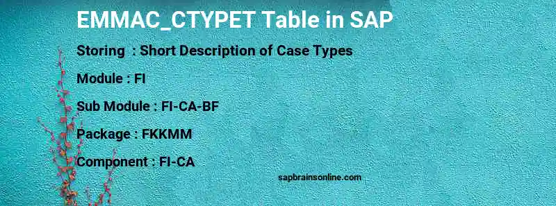 SAP EMMAC_CTYPET table