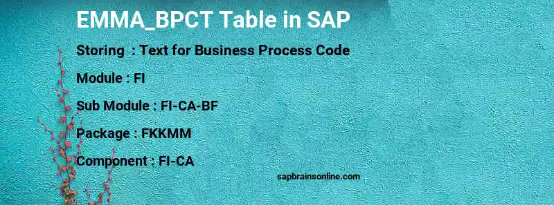 SAP EMMA_BPCT table