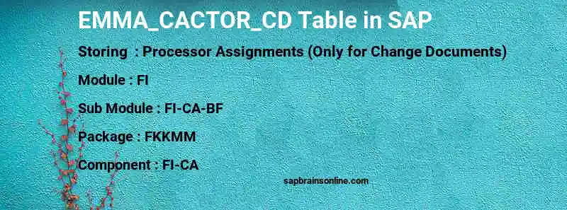 SAP EMMA_CACTOR_CD table