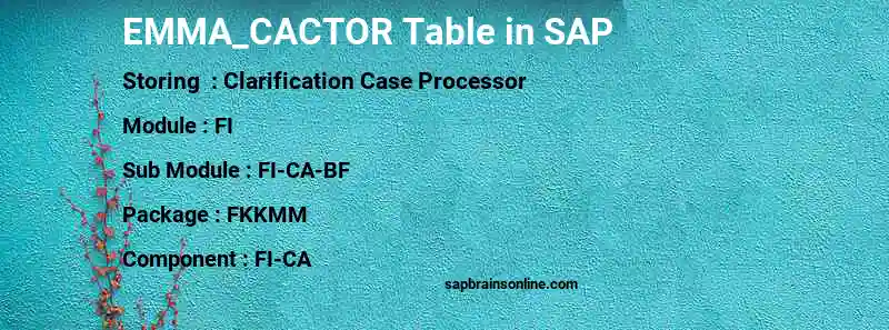 SAP EMMA_CACTOR table